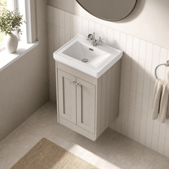 [BFHE3223A] Butterton Floor Standing 2 Door Vanity Unit with Classic Basin 1 Tap Hole, Choice of Size and Colour