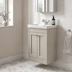 [BFHE3223A] Butterton Floor Standing 2 Door Vanity Unit with Classic Basin 1 Tap Hole, Choice of Size and Colour