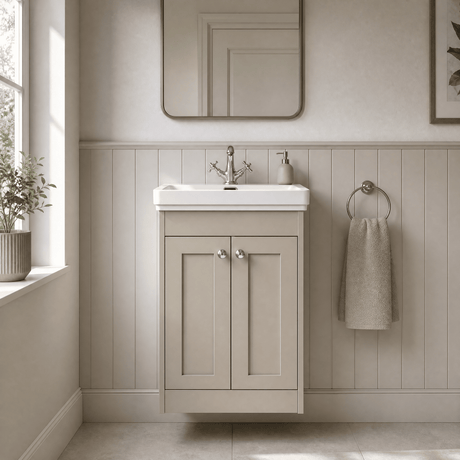 [BFHE3223A] Butterton Floor Standing 2 Door Vanity Unit with Classic Basin 1 Tap Hole, Choice of Size and Colour - Silo