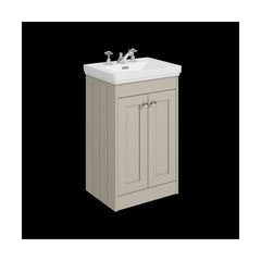 [BFHE3223B] Balterley 500mm Floor Standing 2 Door Unit with Classic Basin 3 Tap Hole - Pebble Grey - Cutout