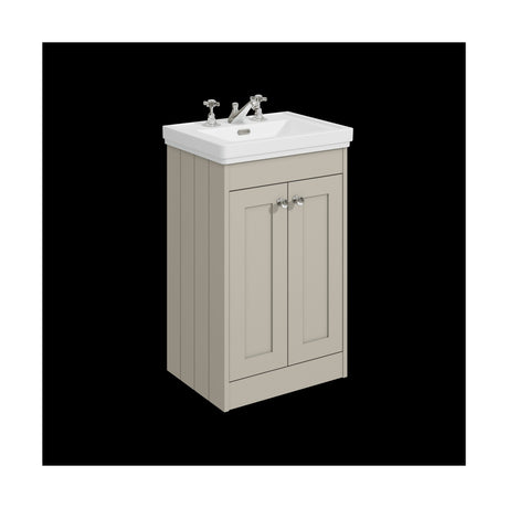 [BFHE3223B] Balterley 500mm Floor Standing 2 Door Unit with Classic Basin 3 Tap Hole - Pebble Grey - Cutout
