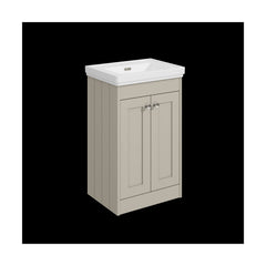 [BFHE3223H] Balterley 500mm Floor Standing 2 Door Unit with Classic Basin No Tap Hole - Pebble Grey - Cutout