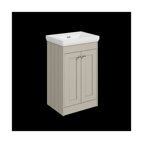 [BFHE3223H] Balterley 500mm Floor Standing 2 Door Unit with Classic Basin No Tap Hole - Pebble Grey - Cutout
