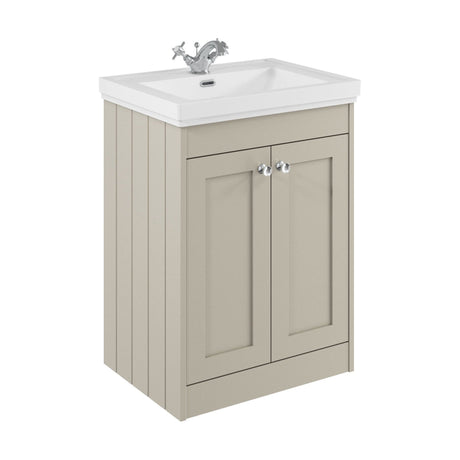 [BFHE3225A] Balterley 600mm Floor Standing 2 Door Unit with Classic Basin 1 Tap Hole - Pebble Grey - Cutout