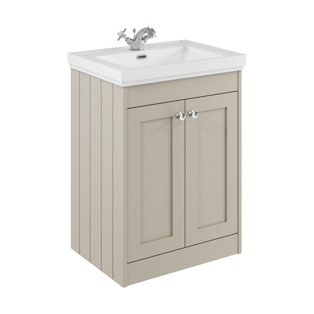 [BFHE3225A] Balterley 600mm Floor Standing 2 Door Unit with Classic Basin 1 Tap Hole - Pebble Grey - Cutout
