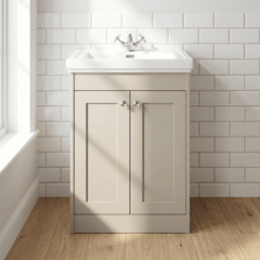 [BFHE3225A] Butterton Floor Standing 2 Door Vanity Unit with Classic Basin 1 Tap Hole, Choice of Size and Colour