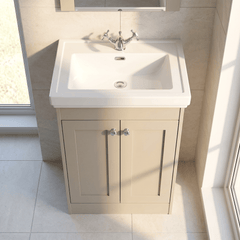 [BFHE3225A] Butterton Floor Standing 2 Door Vanity Unit with Classic Basin 1 Tap Hole, Choice of Size and Colour