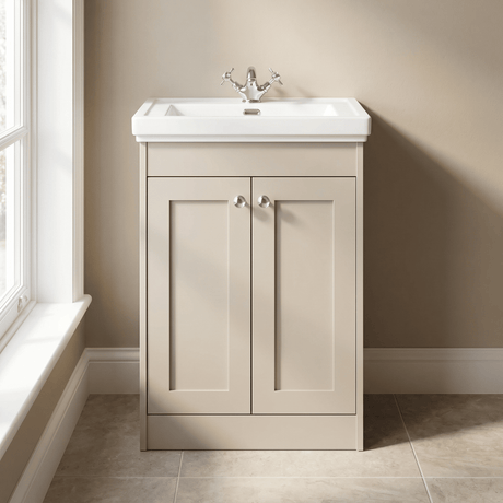 [BFHE3225A] Butterton Floor Standing 2 Door Vanity Unit with Classic Basin 1 Tap Hole, Choice of Size and Colour - Silo