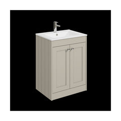 [BFHE3225C] Balterley 600mm Floor Standing 2 Door Unit with Minimalist Basin 1 Tap Hole - Pebble Grey - Cutout