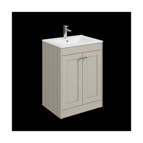 [BFHE3225C] Balterley 600mm Floor Standing 2 Door Unit with Minimalist Basin 1 Tap Hole - Pebble Grey - Cutout