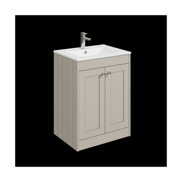 [BFHE3225C] Balterley 600mm Floor Standing 2 Door Unit with Minimalist Basin 1 Tap Hole - Pebble Grey - Cutout