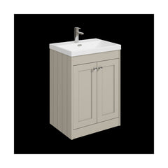 [BFHE3225E] Balterley 600mm Floor Standing 2 Door Unit with Thin Edge Basin 1 Tap Hole - Pebble Grey - Cutout