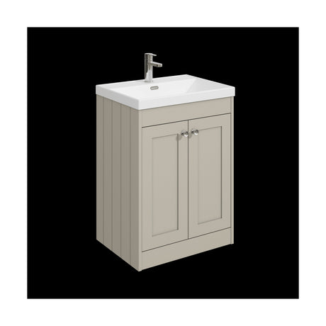 [BFHE3225E] Balterley 600mm Floor Standing 2 Door Unit with Thin Edge Basin 1 Tap Hole - Pebble Grey - Cutout
