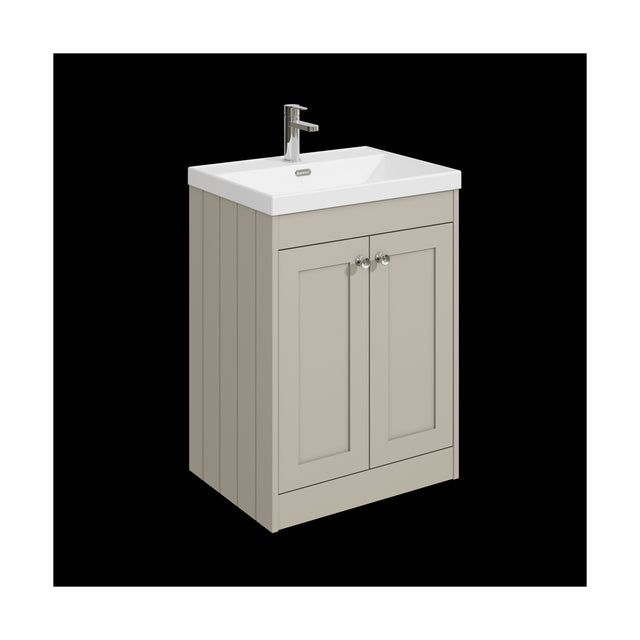 [BFHE3225E] Balterley 600mm Floor Standing 2 Door Unit with Thin Edge Basin 1 Tap Hole - Pebble Grey - Cutout