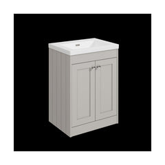 [BFHE3225K] Balterley 600mm Floor Standing 2 Door Unit with Minimalist Basin No Tap Hole - Pebble Grey - Cutout
