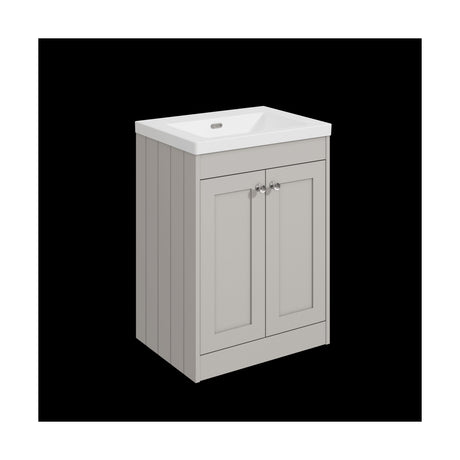[BFHE3225K] Balterley 600mm Floor Standing 2 Door Unit with Minimalist Basin No Tap Hole - Pebble Grey - Cutout