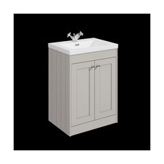 [BFHE3225L] Balterley 600mm Floor Standing 2 Door Unit with Minimalist Basin 1 Tap Hole - Pebble Grey - Cutout