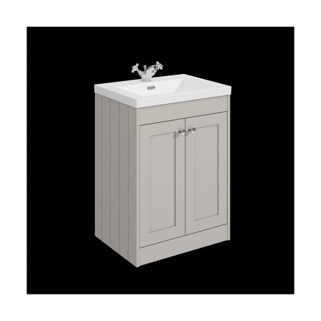 [BFHE3225L] Balterley 600mm Floor Standing 2 Door Unit with Minimalist Basin 1 Tap Hole - Pebble Grey - Cutout