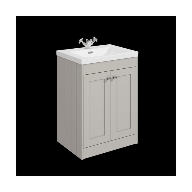 [BFHE3225L] Balterley 600mm Floor Standing 2 Door Unit with Minimalist Basin 1 Tap Hole - Pebble Grey - Cutout