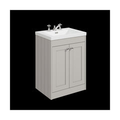 [BFHE3225M] Balterley 600mm Floor Standing 2 Door Unit with Minimalist Basin 3 Tap Hole - Pebble Grey - Cutout