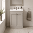 [BFHE3225M] Balterley 600mm Floor Standing 2 Door Unit with Minimalist Basin 3 Tap Hole - Pebble Grey - Silo