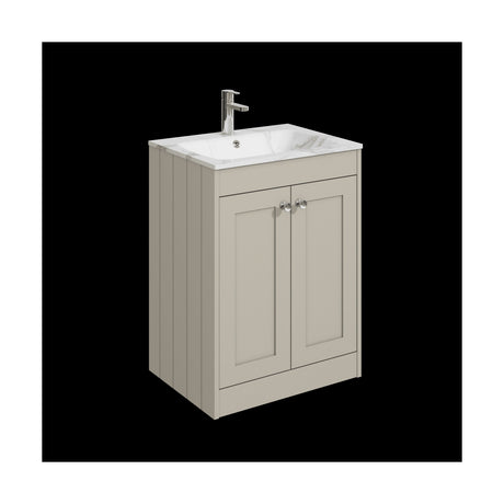 [BFHE3225Q] Balterley 600mm Floor Standing 2 Door Unit with Stone Basin 1 Tap Hole - Pebble Grey - Cutout