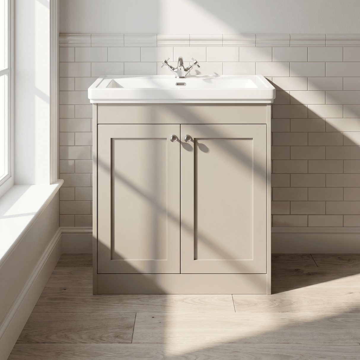[BFHE3226A] Butterton Floor Standing 2 Door Vanity Unit with Classic Basin 1 Tap Hole, Choice of Size and Colour