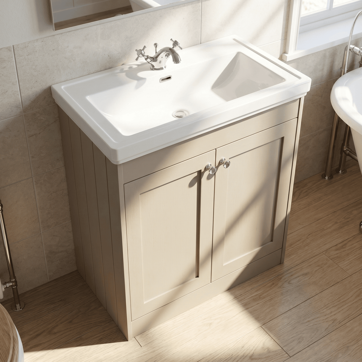 [BFHE3226A] Butterton Floor Standing 2 Door Vanity Unit with Classic Basin 1 Tap Hole, Choice of Size and Colour