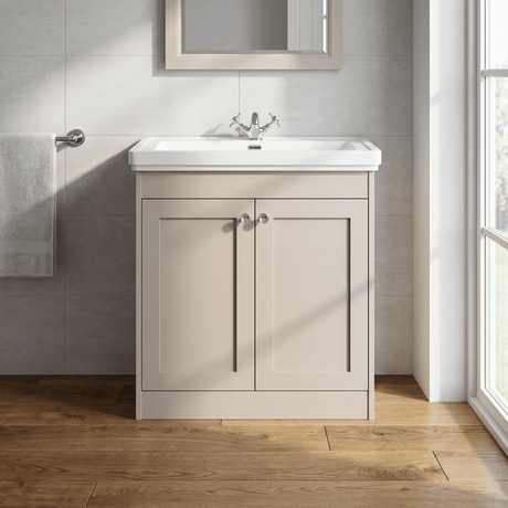 [BFHE3226A] Butterton Floor Standing 2 Door Vanity Unit with Classic Basin 1 Tap Hole, Choice of Size and Colour - Silo