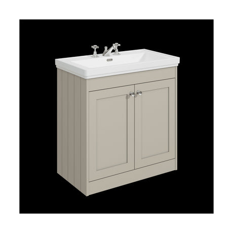 [BFHE3226B] Balterley 800mm Floor Standing 2 Door Unit with Classic Basin 3 Tap Hole - Pebble Grey - Cutout