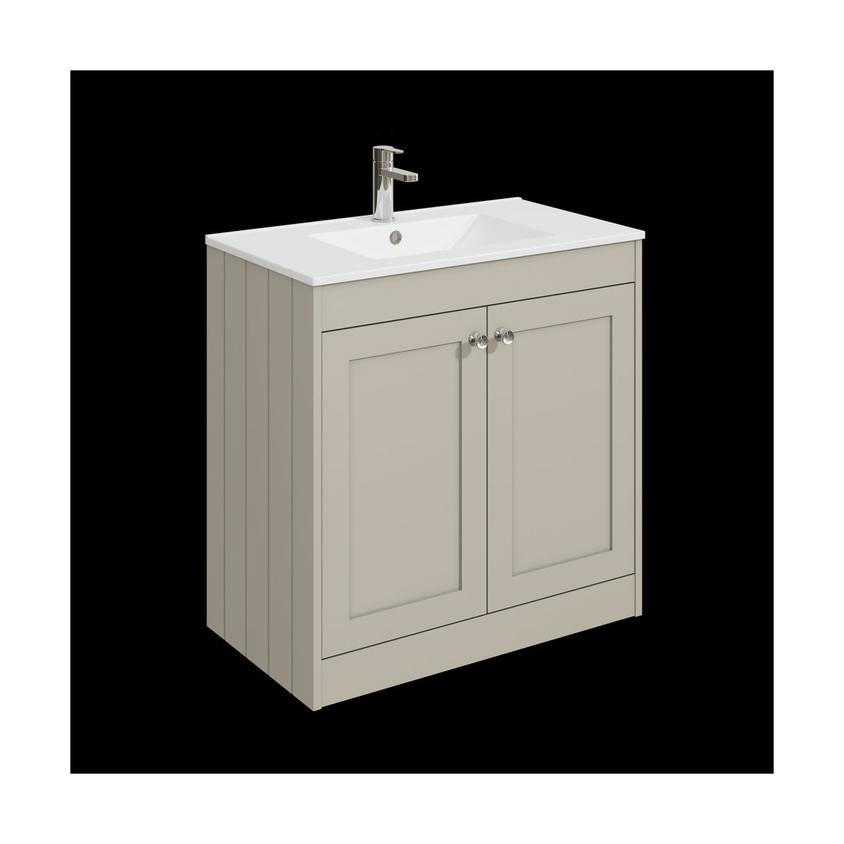 [BFHE3226C] Balterley 800mm Floor Standing 2 Door Unit with Minimalist Basin 1 Tap Hole - Pebble Grey - Cutout
