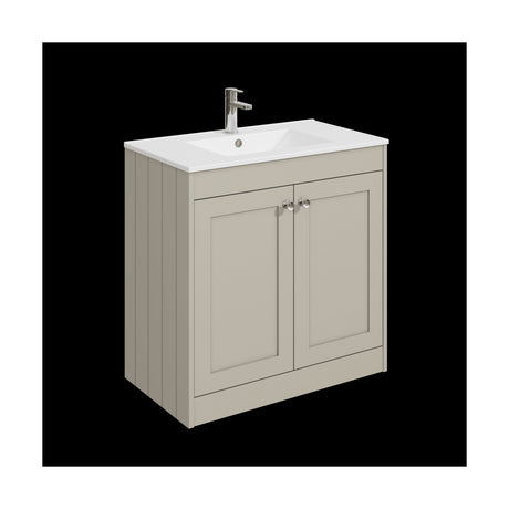 [BFHE3226C] Balterley 800mm Floor Standing 2 Door Unit with Minimalist Basin 1 Tap Hole - Pebble Grey - Cutout