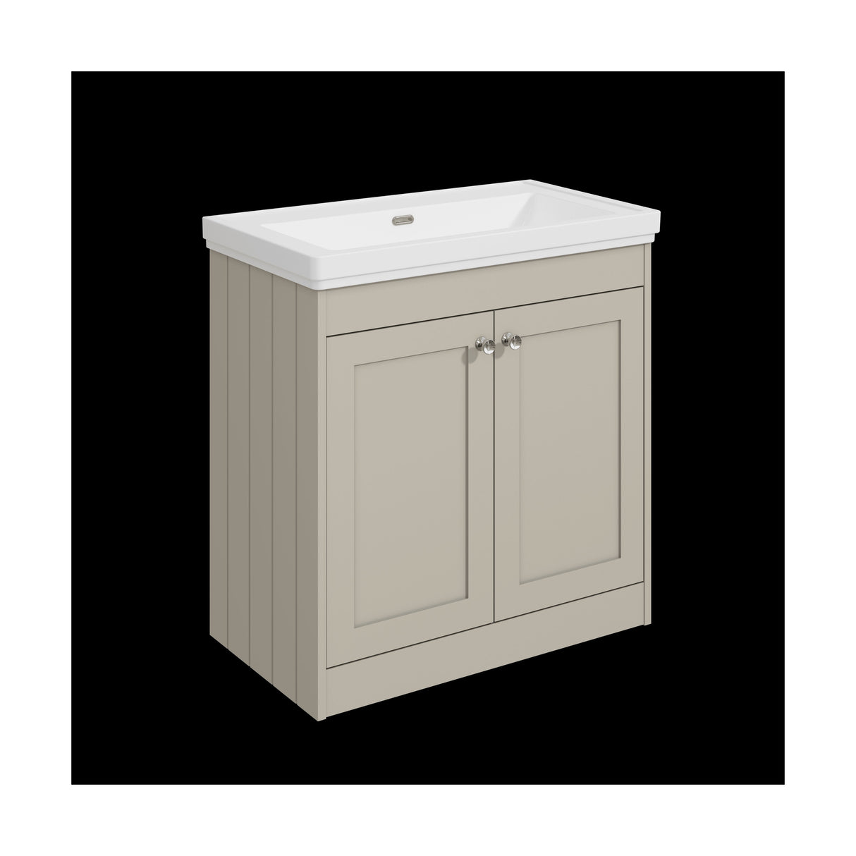 [BFHE3226H] Balterley 800mm Floor Standing 2 Door Unit with Classic Basin No Tap Hole - Pebble Grey - Cutout