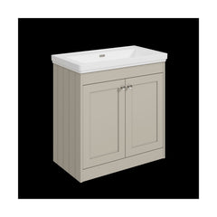 [BFHE3226H] Balterley 800mm Floor Standing 2 Door Unit with Classic Basin No Tap Hole - Pebble Grey - Cutout