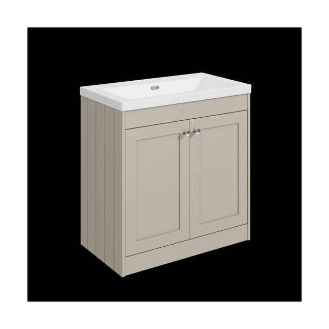 [BFHE3226K] Balterley 800mm Floor Standing 2 Door Unit with Minimalist Basin No Tap Hole - Pebble Grey - Cutout