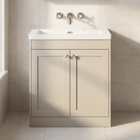 [BFHE3226K] Balterley 800mm Floor Standing 2 Door Unit with Minimalist Basin No Tap Hole - Pebble Grey - Silo