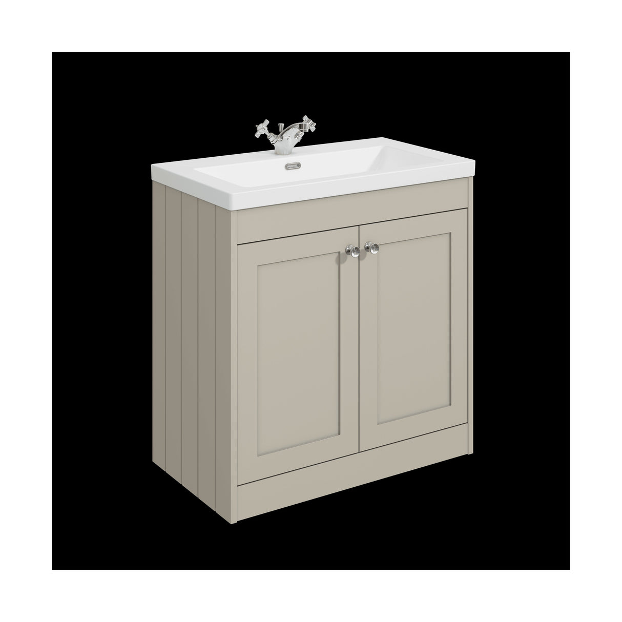 [BFHE3226L] Balterley 800mm Floor Standing 2 Door Unit with Minimalist Basin 1 Tap Hole - Pebble Grey - Cutout