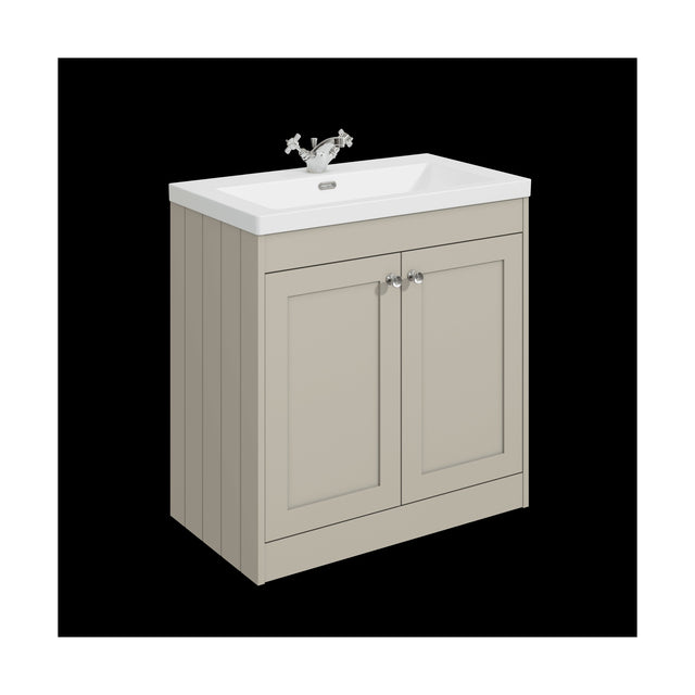 [BFHE3226L] Balterley 800mm Floor Standing 2 Door Unit with Minimalist Basin 1 Tap Hole - Pebble Grey - Cutout