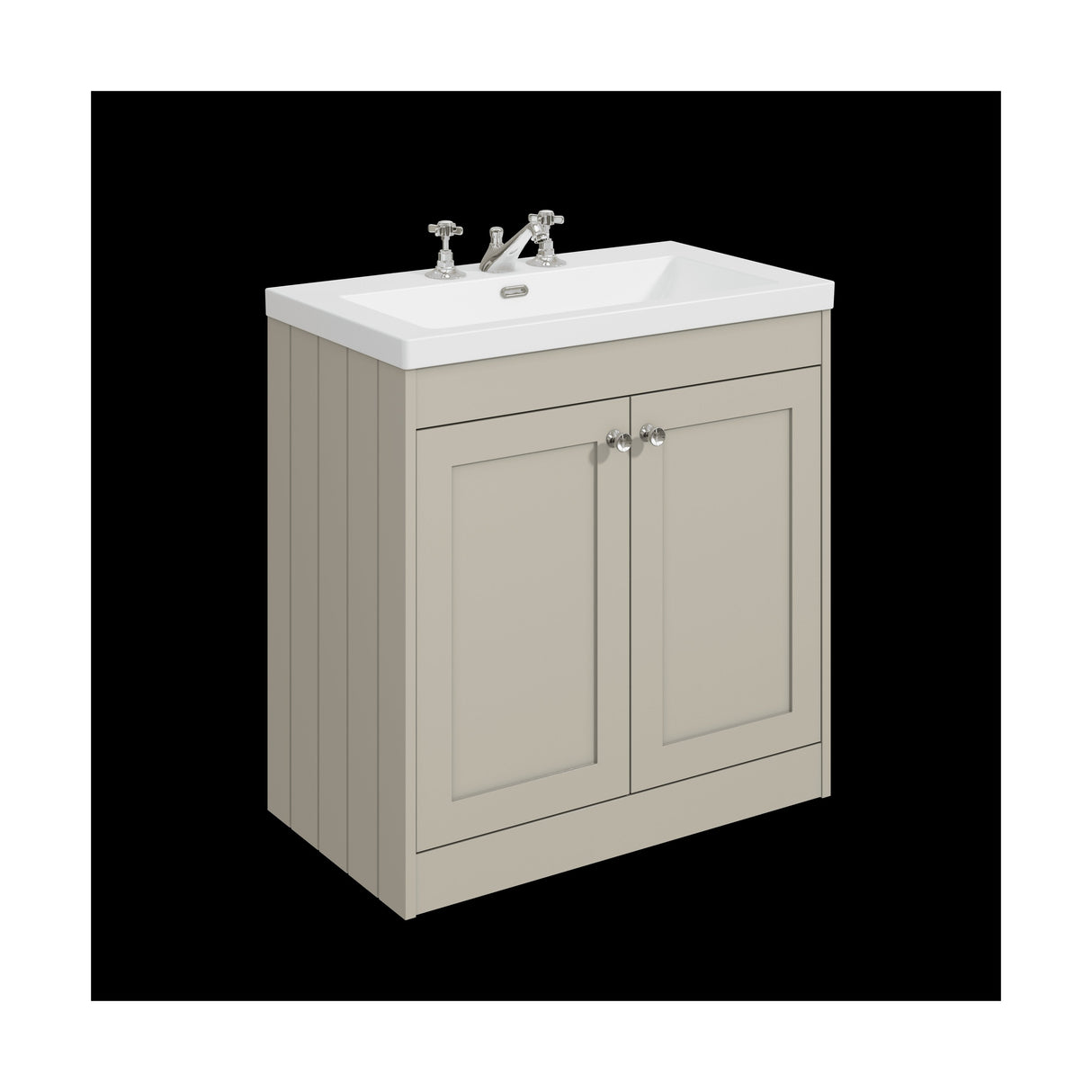 [BFHE3226M] Balterley 800mm Floor Standing 2 Door Unit with Minimalist Basin 3 Tap Hole - Pebble Grey - Cutout