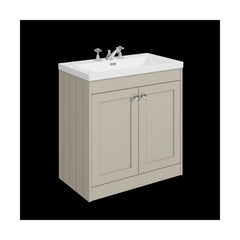 [BFHE3226M] Balterley 800mm Floor Standing 2 Door Unit with Minimalist Basin 3 Tap Hole - Pebble Grey - Cutout