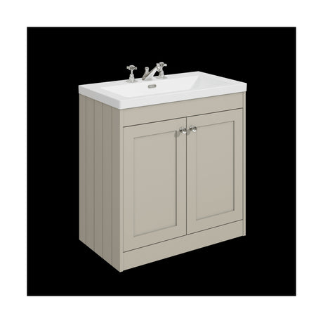 [BFHE3226M] Balterley 800mm Floor Standing 2 Door Unit with Minimalist Basin 3 Tap Hole - Pebble Grey - Cutout