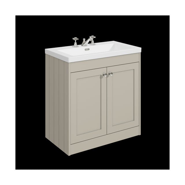 [BFHE3226M] Balterley 800mm Floor Standing 2 Door Unit with Minimalist Basin 3 Tap Hole - Pebble Grey - Cutout
