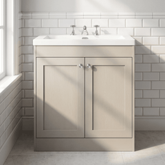 [BFHE3226M] Balterley 800mm Floor Standing 2 Door Unit with Minimalist Basin 3 Tap Hole - Pebble Grey - Silo