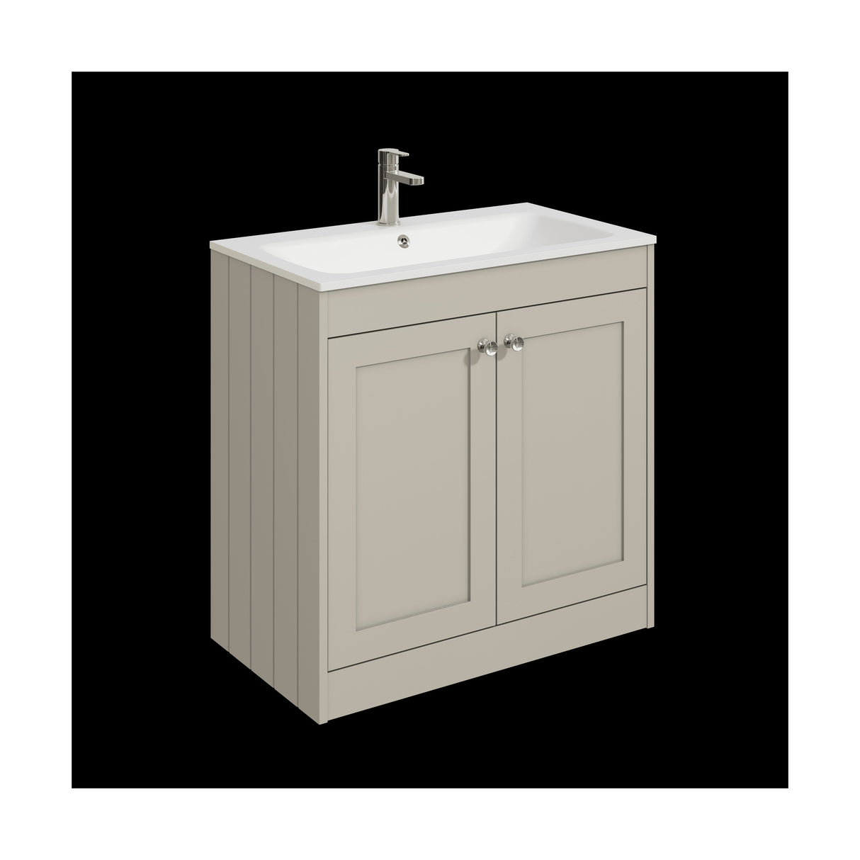 [BFHE3226P] Balterley 800mm Floor Standing 2 Door Unit with Stone Basin 1 Tap Hole - Pebble Grey - Cutout