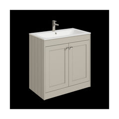 [BFHE3226P] Balterley 800mm Floor Standing 2 Door Unit with Stone Basin 1 Tap Hole - Pebble Grey - Cutout