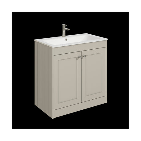 [BFHE3226P] Balterley 800mm Floor Standing 2 Door Unit with Stone Basin 1 Tap Hole - Pebble Grey - Cutout