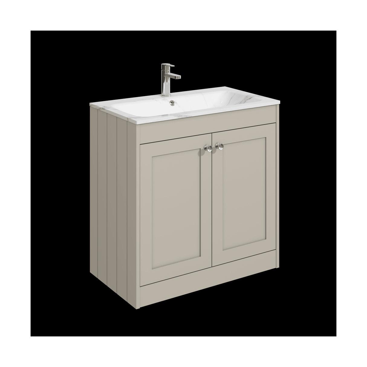 [BFHE3226Q] Balterley 800mm Floor Standing 2 Door Unit & Stone Basin 1 Tap Hole - Pebble Grey - Cutout