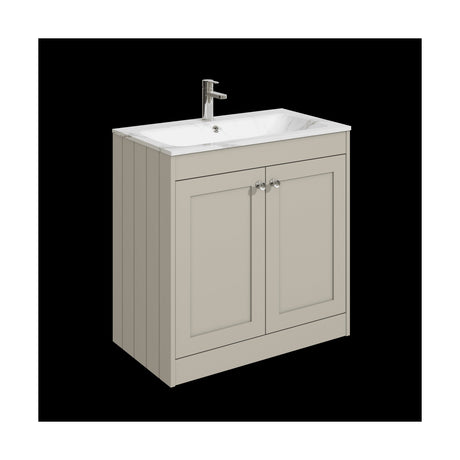 [BFHE3226Q] Balterley 800mm Floor Standing 2 Door Unit & Stone Basin 1 Tap Hole - Pebble Grey - Cutout