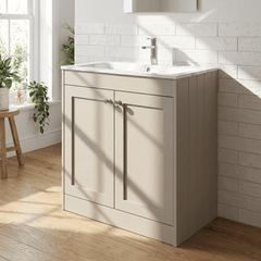 [BFHE3226Q] Balterley 800mm Floor Standing 2 Door Unit & Stone Basin 1 Tap Hole - Pebble Grey - Lifestyle 3