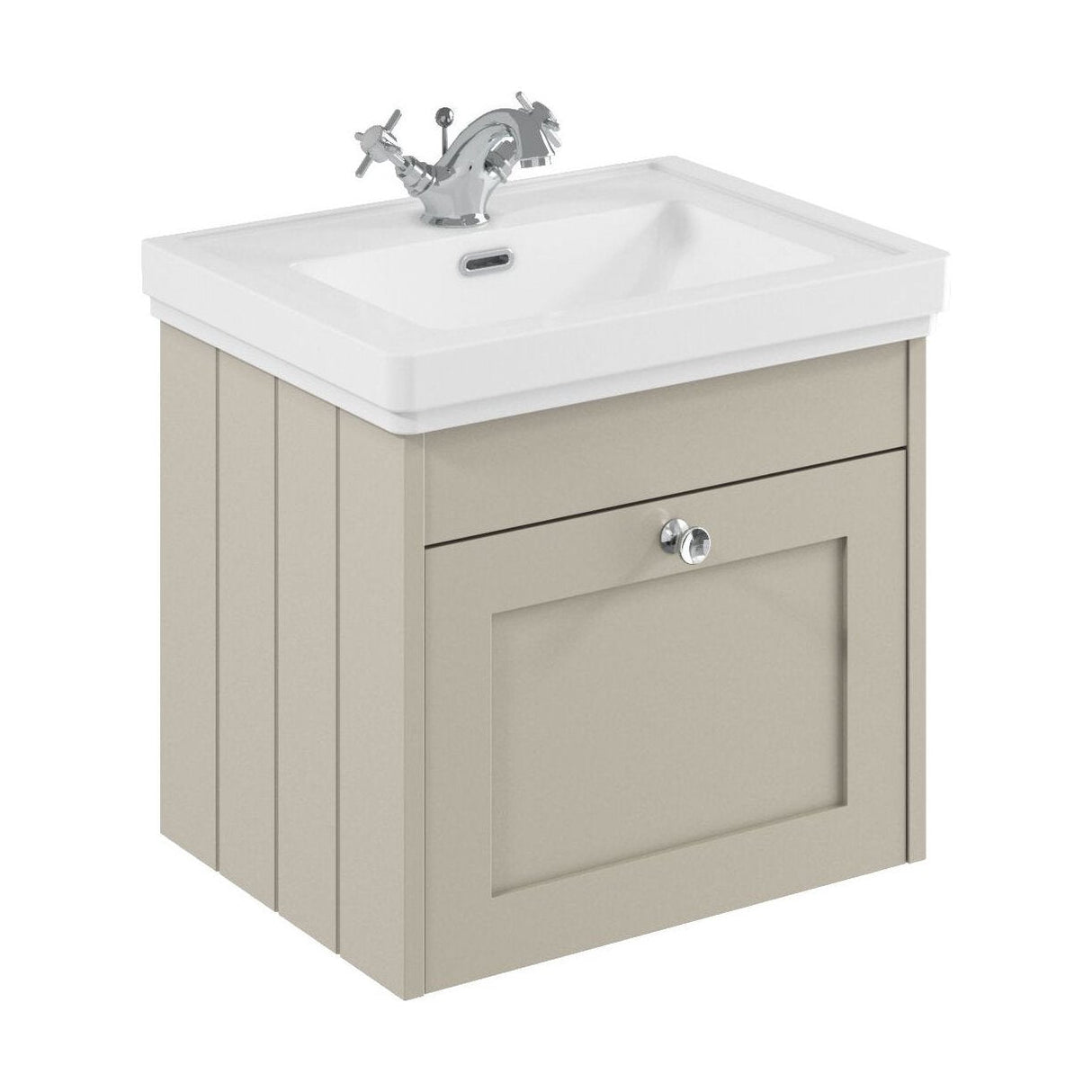[BFHE3291A] Butterton Traditional 1 Drawer Wall Hung Vanity Unit with Classic Basin, Choice of Size and Colour - Cutout
